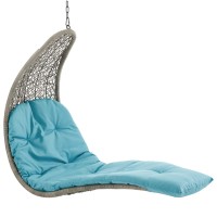 Landscape Hanging Chaise Lounge Outdoor Patio Swing Chair - Light Gray Turquoise