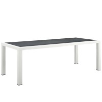Stance 90.5 Outdoor Patio Aluminum Dining Table - White Gray