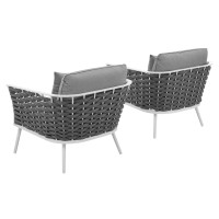 Stance Armchair Outdoor Patio Aluminum Set Of 2 - White Gray