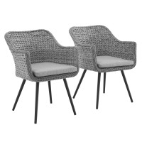 Endeavor Dining Armchair Outdoor Patio Wicker Rattan Set Of 2 In Gray