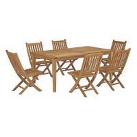 Marina 7 Piece Outdoor Patio Teak Outdoor Dining Set - Natural