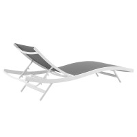 Glimpse Outdoor Patio Mesh Chaise Lounge Chair - White Gray