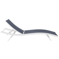 Glimpse Outdoor Patio Mesh Chaise Lounge Chair - White Navy