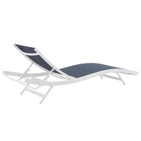 Glimpse Outdoor Patio Mesh Chaise Lounge Chair - White Navy