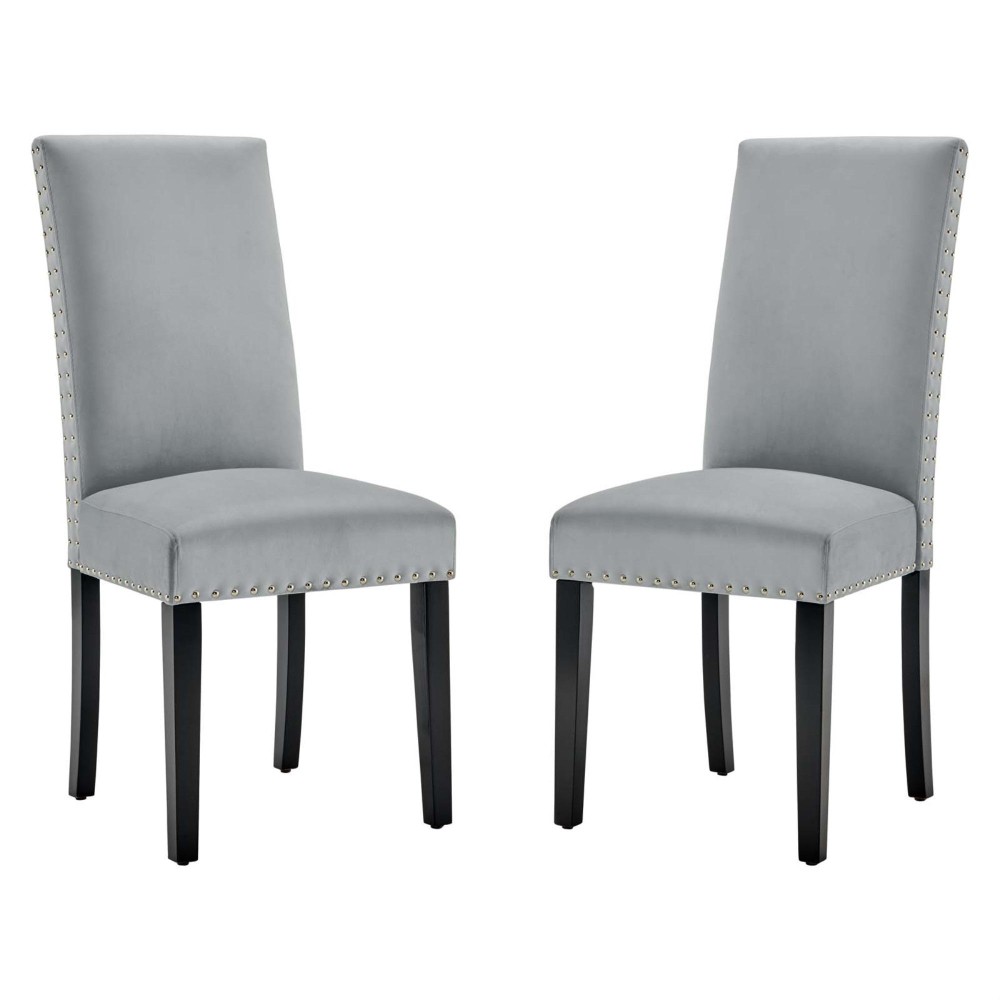 Parcel Performance Velvet Dining Side Chairs - Set Of 2 Light Gray