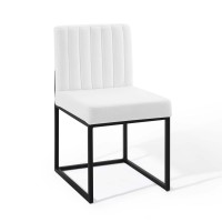Carriage Channel Tufted Sled Base Upholstered Fabric Dining Chair Black White