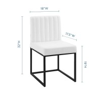 Carriage Channel Tufted Sled Base Upholstered Fabric Dining Chair Black White