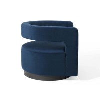 Spin Cutaway Performance Velvet Swivel Armchair Midnight Blue