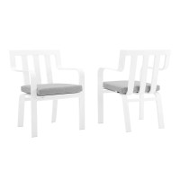 Baxley Outdoor Patio Aluminum Armchair Set Of 2 White Gray