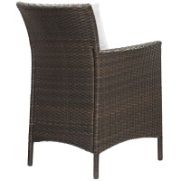 Conduit Outdoor Patio Wicker Rattan Dining Armchair Set Of 4 Brown White