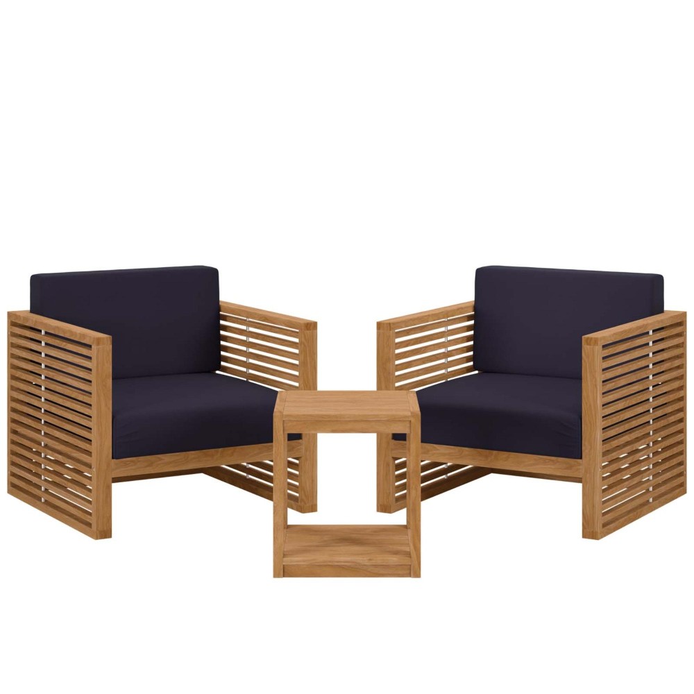 Carlsbad 3-Piece Teak Wood Outdoor Patio Outdoor Patio Set