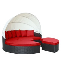 Quest Canopy Outdoor Patio Daybed - Espresso Red