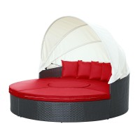 Quest Canopy Outdoor Patio Daybed - Espresso Red