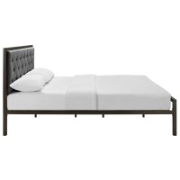 Mia Queen Fabric Bed - Brown Gray