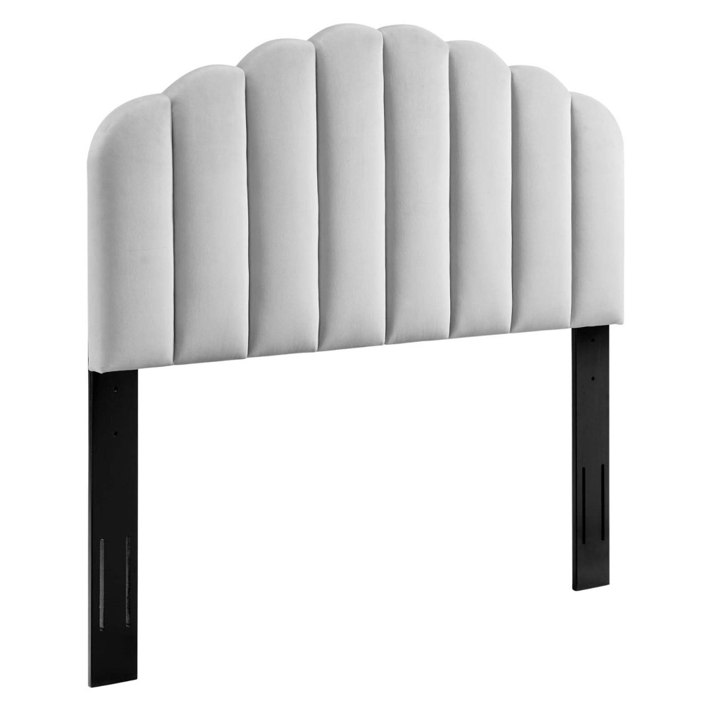 Veronique Twin Performance Velvet Headboard - Light Gray