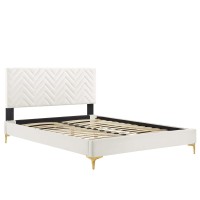 Leah Chevron Tufted Performance Velvet Queen Platform Bed