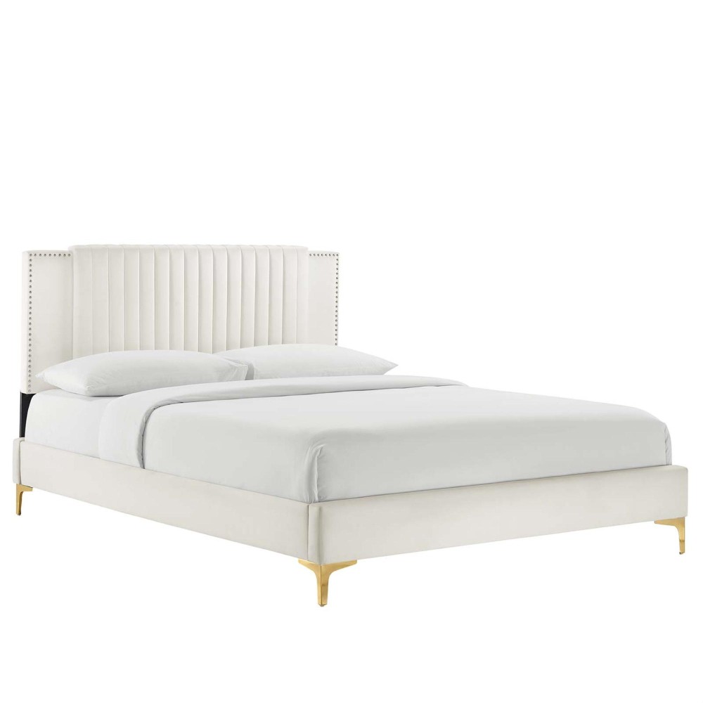 Zahra Channel Tufted Performance Velvet Queen Platform Bed