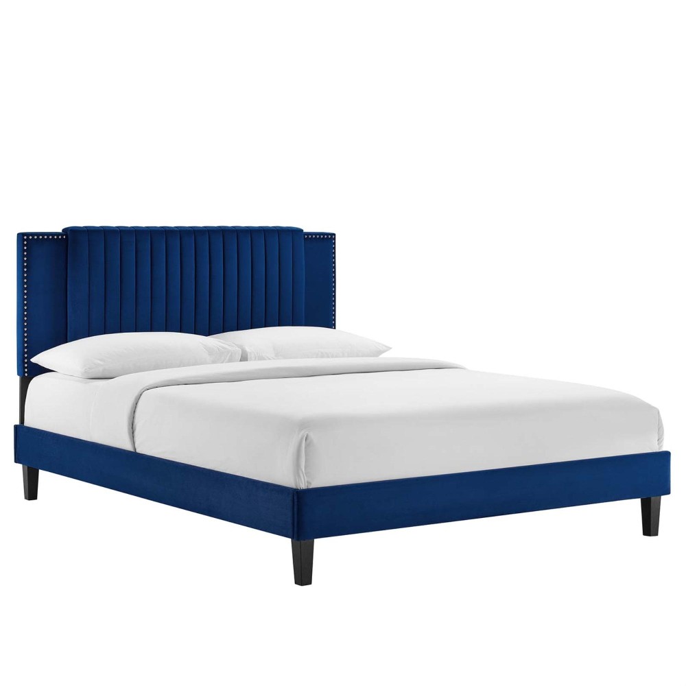 Zahra Channel Tufted Performance Velvet Full Platform Bed