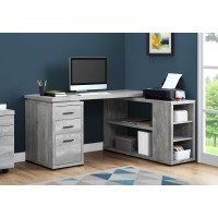 Computer Desk, Home Office, Corner, Left, Right Set-Up, Storage Drawers, L Shape, Work, Laptop, Laminate, Grey, Contemporary, Modern