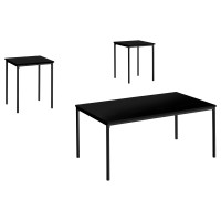 Table Set, 3Pcs Set, Coffee, End, Black Metal, Black Laminate, Contemporary, Modern