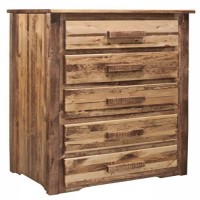 Homestead Collection 5 Drawer Chest Of Drawers, Stain & Clear Lacquer Finish