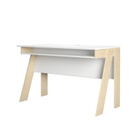 Nexera 609072 Tangent Desk, White & Russian Birch Plywood