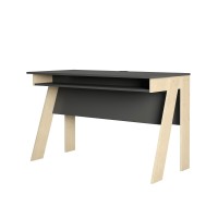 Nexera 609075 Tangent Desk, Charcoal Grey & Russian Birch Plywood