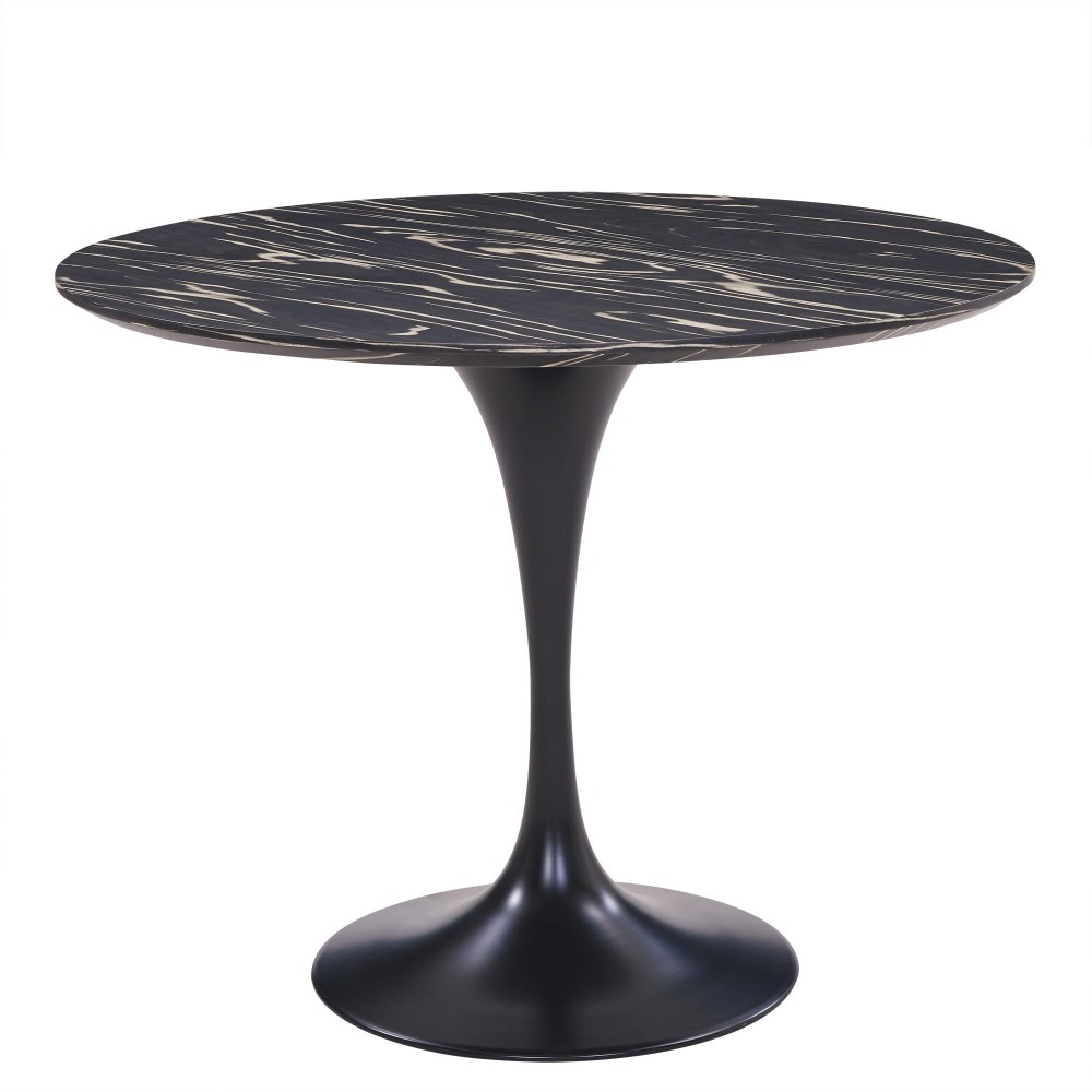 Allie 39 Striped Ebony Wood Veneer Round Dining Table - Ebony