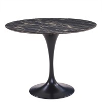 Allie 39 Striped Ebony Wood Veneer Round Dining Table - Ebony