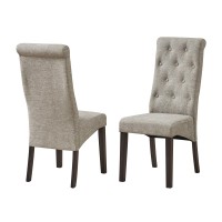 Huxley Upholstered Parsons Dining Side Chairs, Light Gray Fabric & Black Wood (Set Of 2)