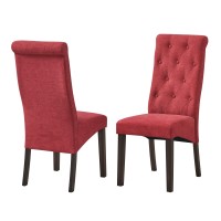 Huxley Upholstered Parsons Dining Side Chairs, Red Fabric & Black Wood (Set Of 2)
