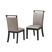 Danby Upholstered Dining Side Chairs, Gray Fabric & Cappuccino Wood (Set Of 2)