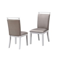 Danby Upholstered Dining Side Chairs, Gray Fabric & White Wood (Set Of 2)