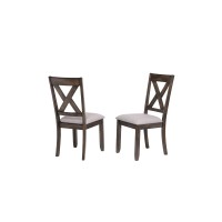 Itta Brown Wood Dining Side Chairs With Gray Polyester Seats (Set Of Two)