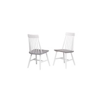 Cusick Windsor Dining Side Chairs, White & Gray Wood (Set Of Two)