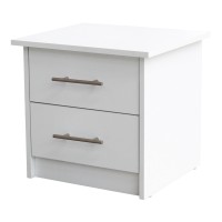 Tiara 2 Drawer Wooden Nightstand Bedside Table, White