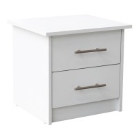 Tiara 2 Drawer Wooden Nightstand Bedside Table, White