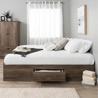 Queen Mate'S Platform Storage Bed With 6 Drawers, Drifted Gray