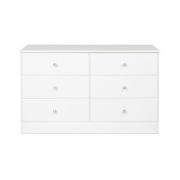 Astrid 6-Drawer Dresser With Acrylic Knobs, White