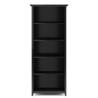 Amherst Solid Wood 5 Shelf Bookcase In Black