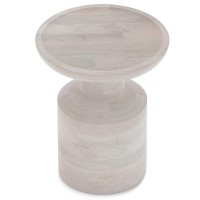 Haynes Solid Mango Wood Wooden Accent Table In White Wash