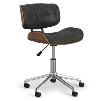 Dax Bentwood Office Chair In Distressed Slate Grey Vegan Faux Leather