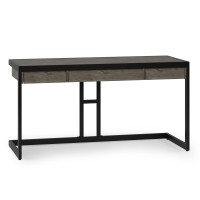 Erina Solid Acacia Wood Industrial 60 Inch Wide Writing Office Desk In Farmhouse Grey