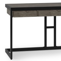 Erina Solid Acacia Wood Industrial 60 Inch Wide Writing Office Desk In Farmhouse Grey