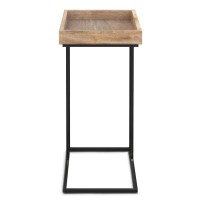 Gallagher Solid Mango Wood And Metal 18 Inch Wide Rectangle Industrial C Side Table In Natural, Fully Assembled