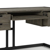 Hampden Solid Acacia Wood Desk In Weathered Grey