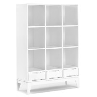 Harper Solid Hardwood 58 In X 42 In Cube Storage Bookcase With Drawers