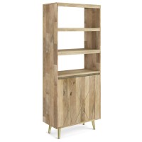 Jager Solid Mango Wood Bookshelf With Doors In Natural
