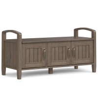Lev Solid Wood Entryway Storage Bench In Smoky Brown