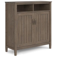 Lev Solid Wood Medium Storage Cabinet In Smoky Brown